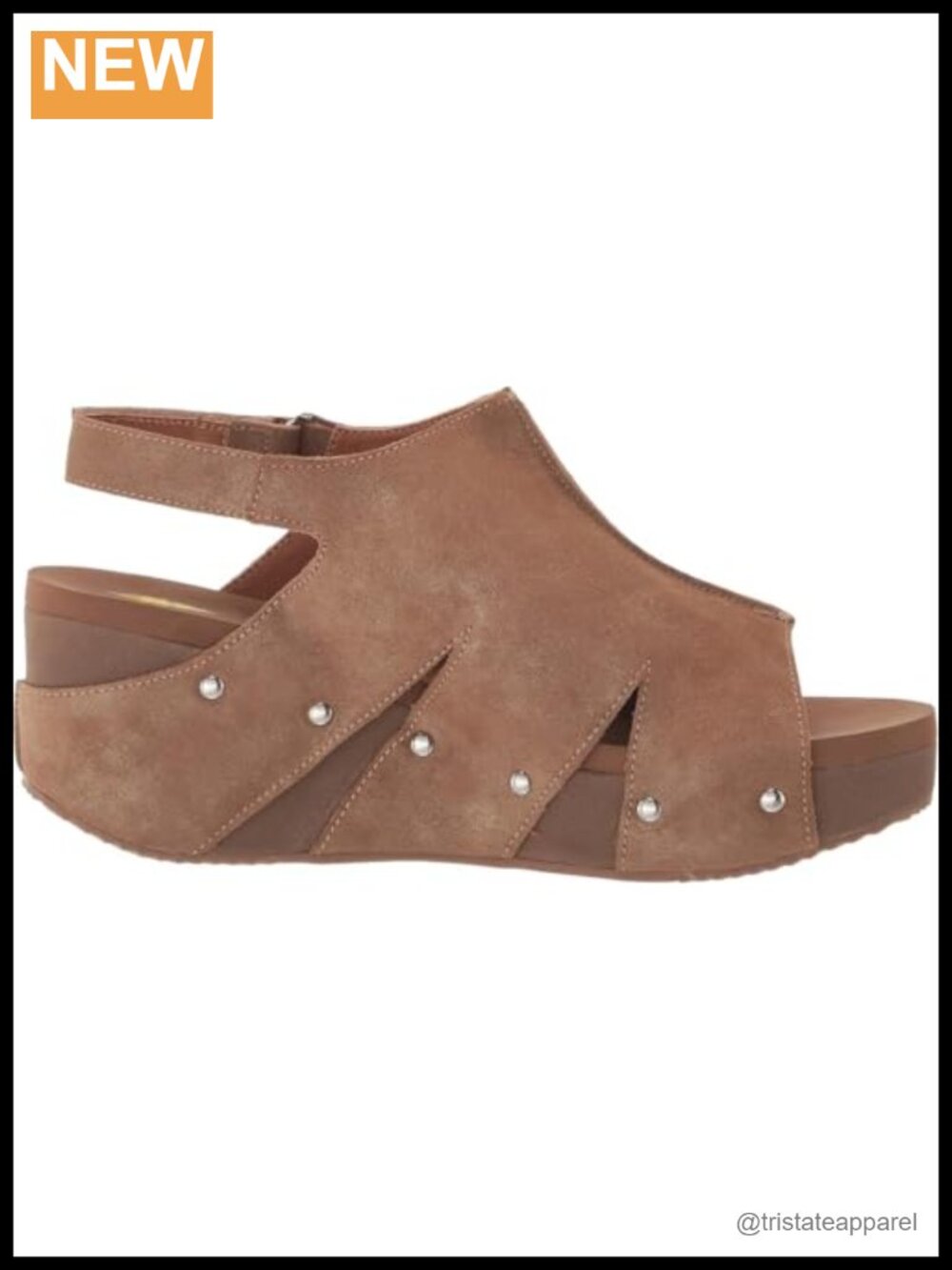 Suede Wedge Sandals Cut-Out Ankle Strap Ultra-Comfort Insole